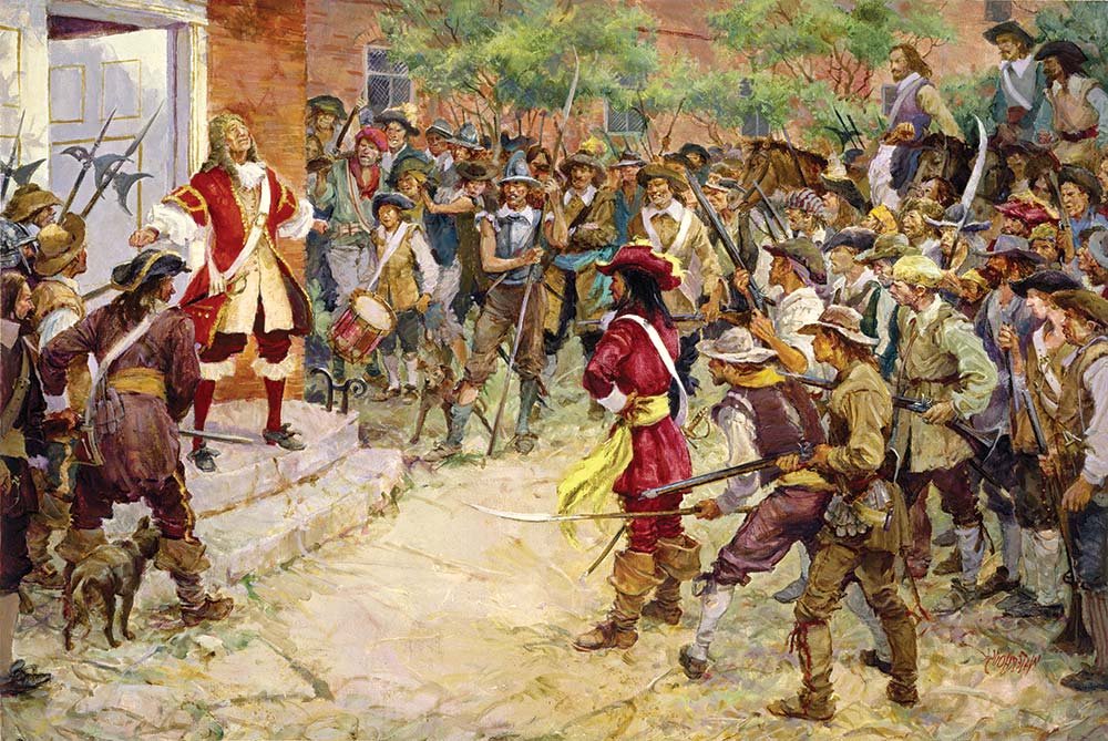 Nathanial Bacon confronting Governor William Berkeley Nathanial Bacon confronting Governor William Berkeley